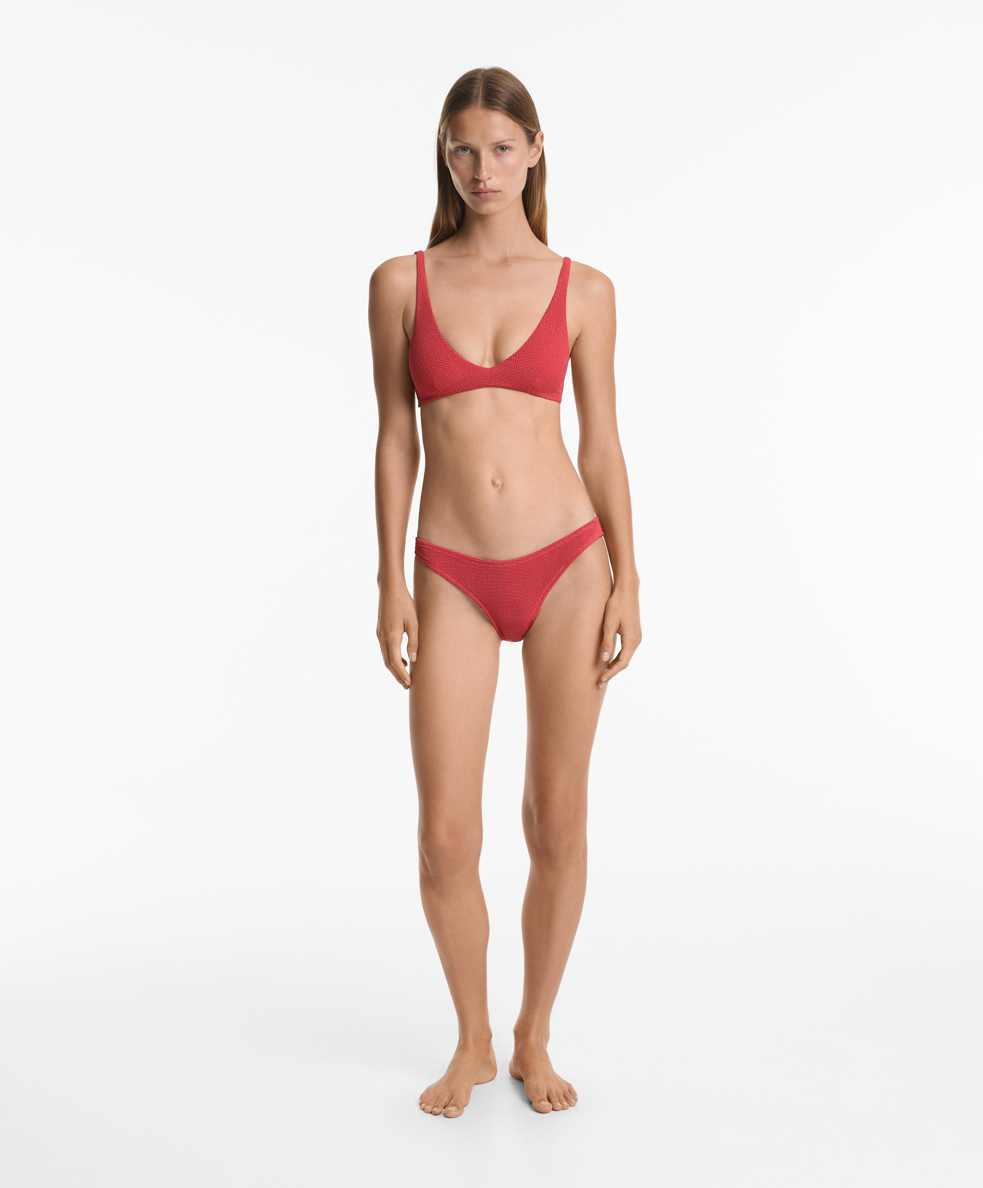 Culotte de bikini taille moyenne gaufrée coupe en U - Soldes Culotte de bikini taille moyenne gaufrée coupe en U - Soldes