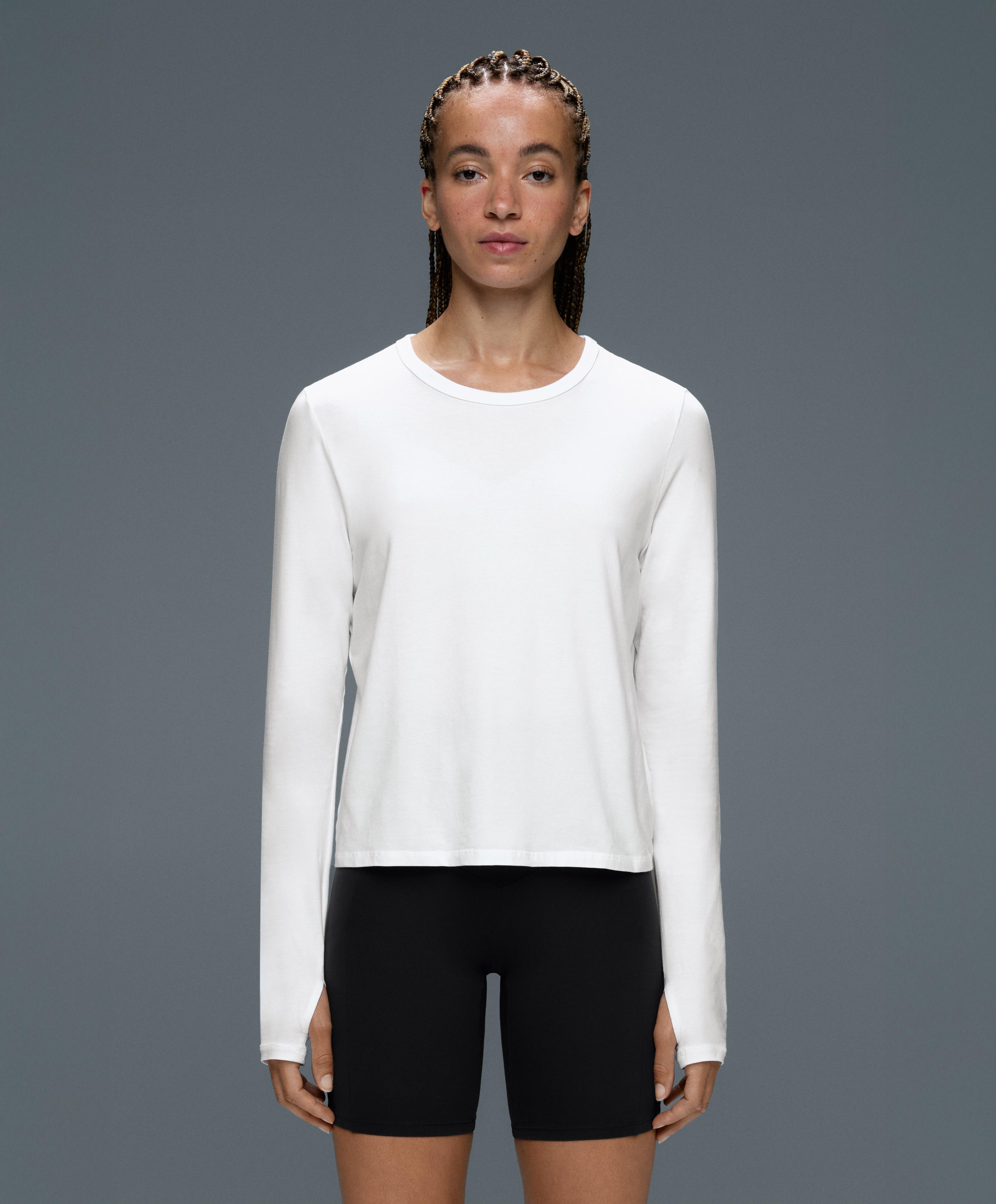 Cotton blend long-sleeved T-shirt — WHITE