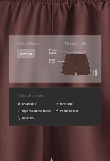 6cm low-rise technical shorts — CHOCOLATE 2