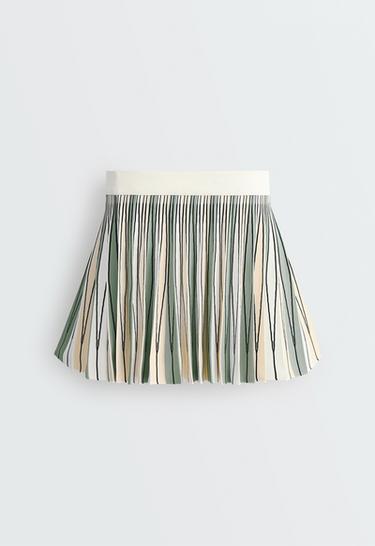 High rise seamless pleated skirt — PALE ECRU 11