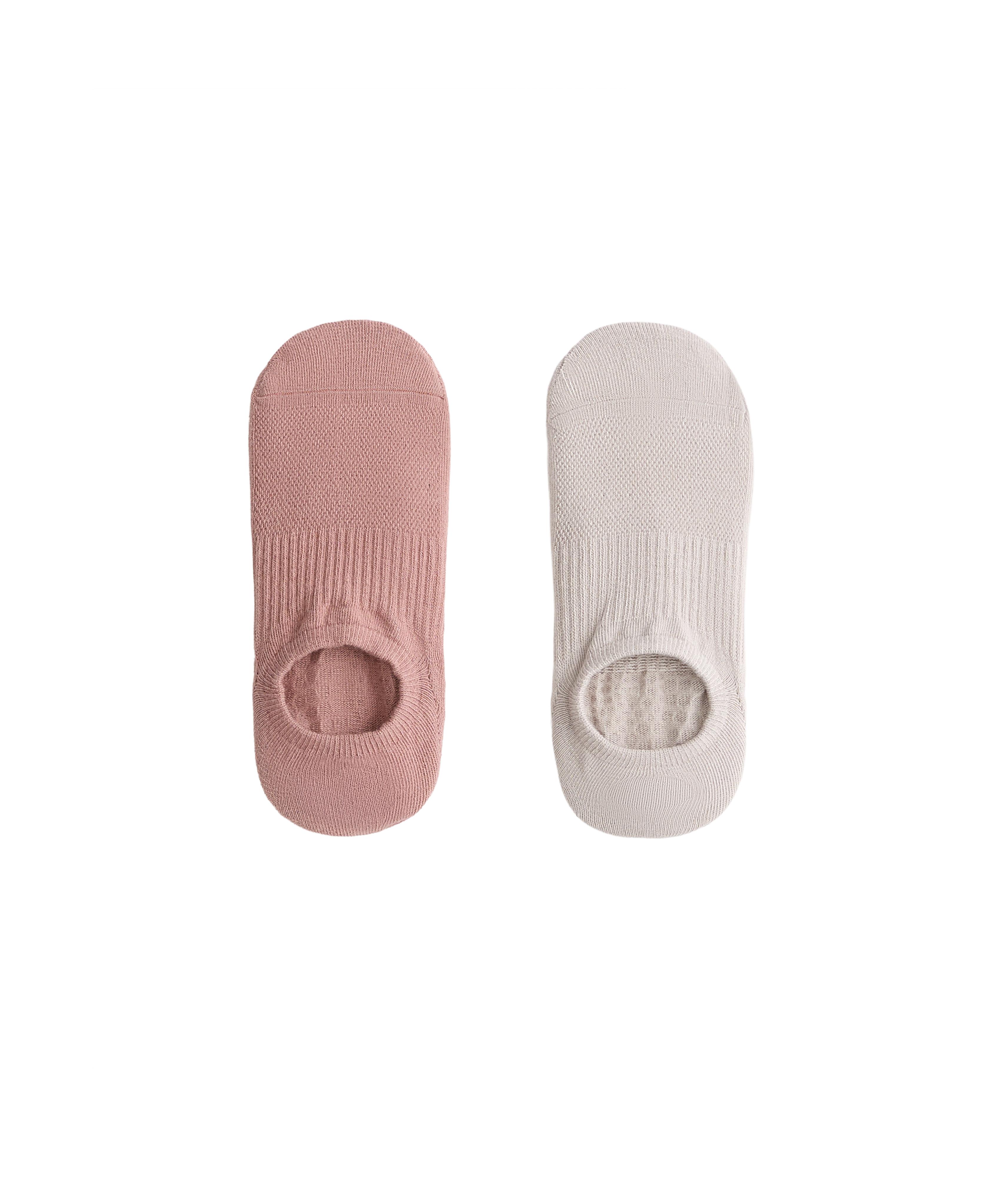 2 pairs of invisible cotton blend yoga and Pilates socks — PALE PINK