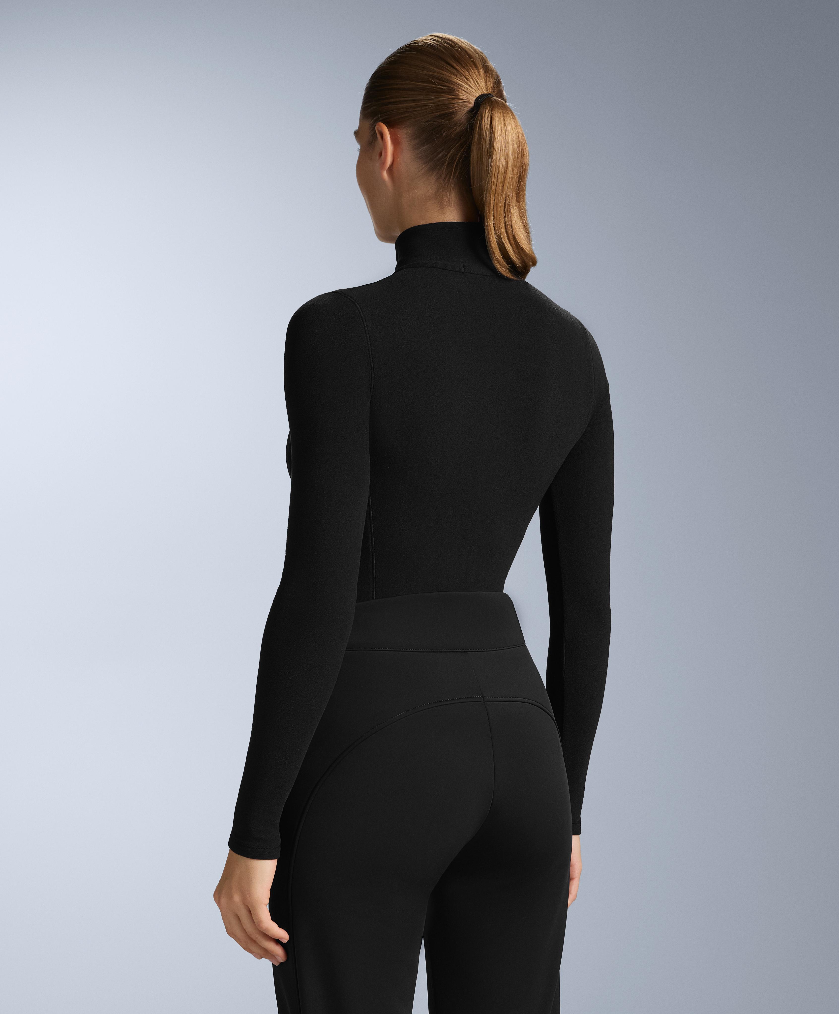 Half-zip polar thermal base layer T-shirt — BLACK