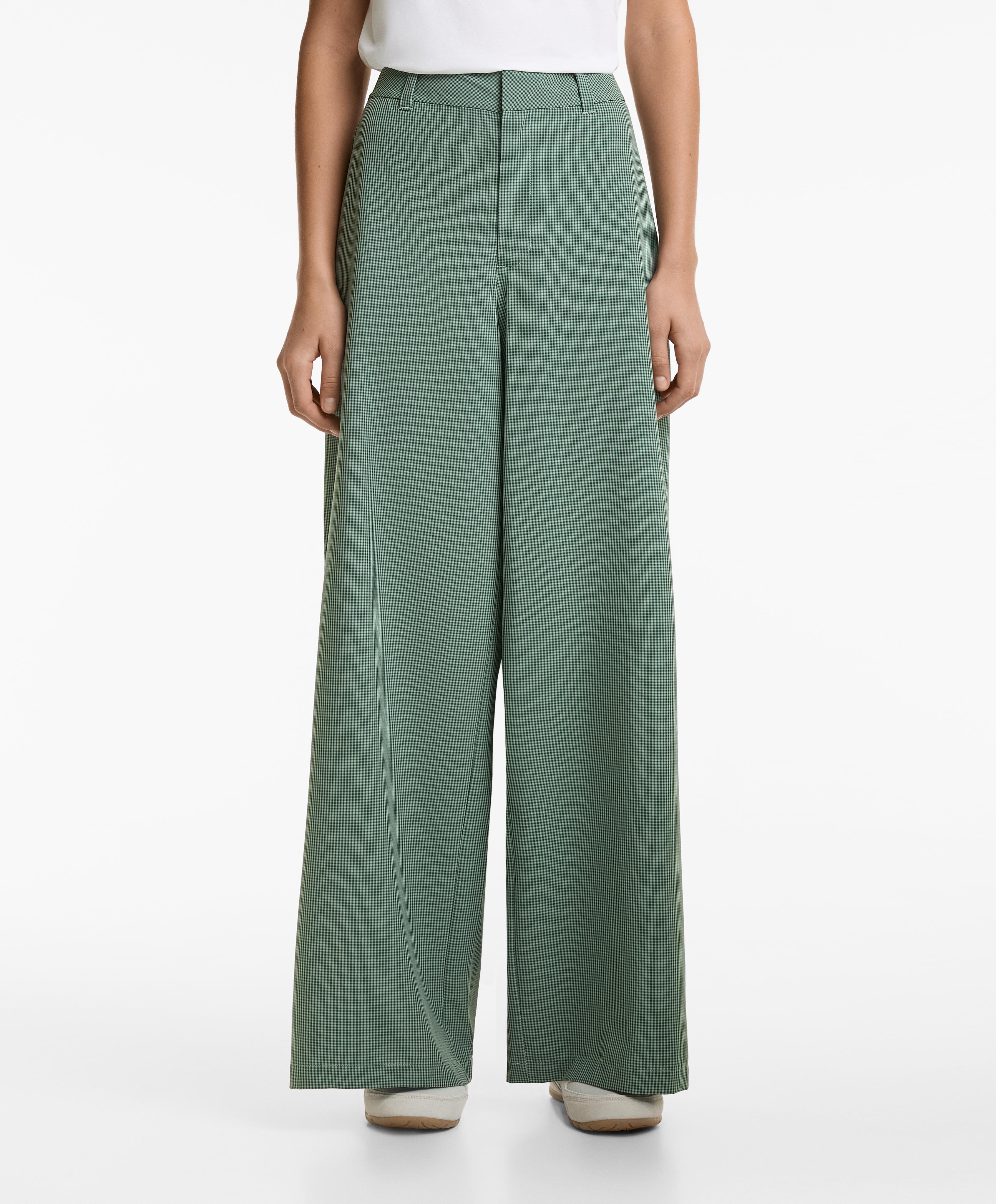 Wide leg gingham trousers Wide leg gingham trousers