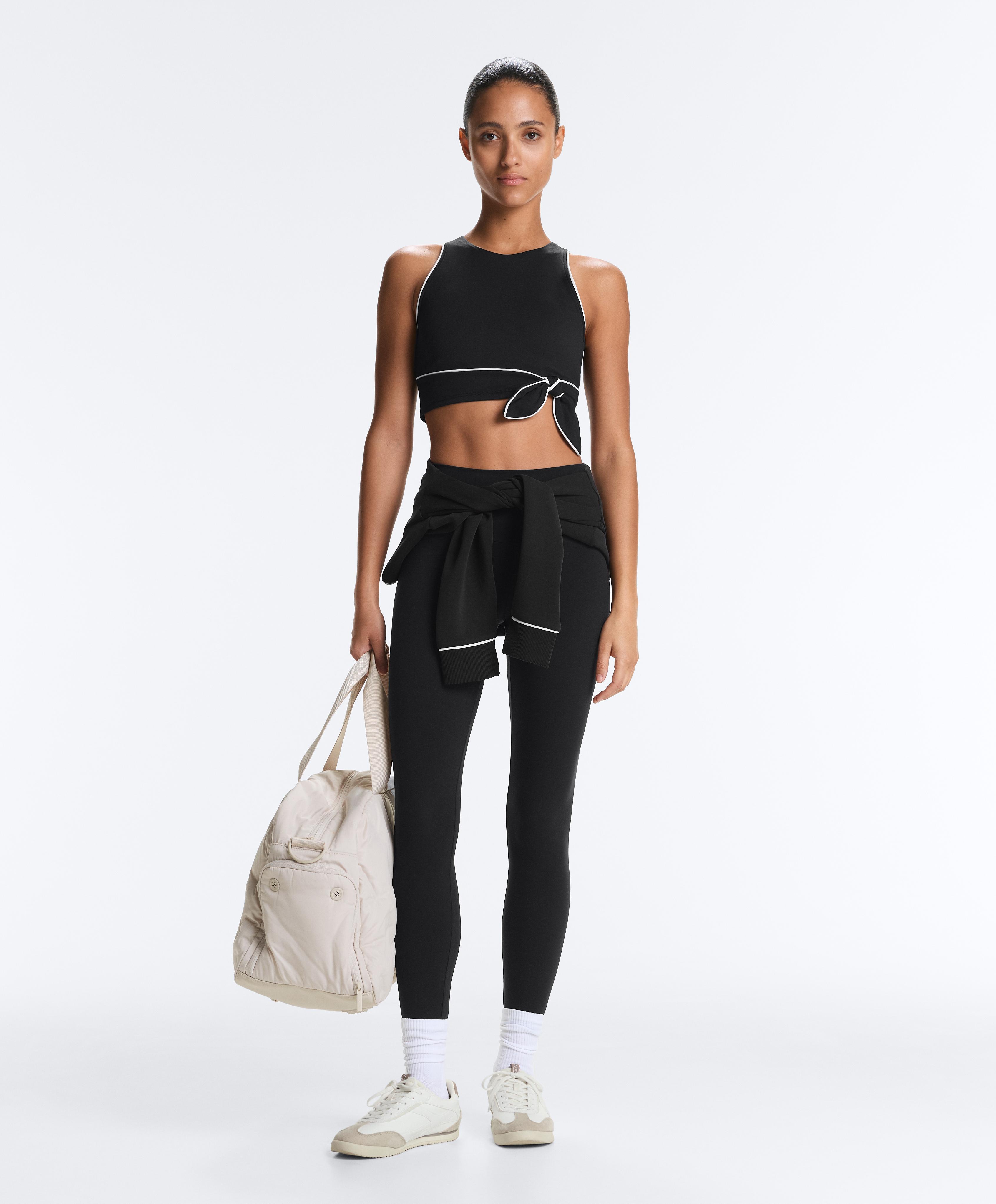 Comfortlux sleeveless tie tank top — BLACK