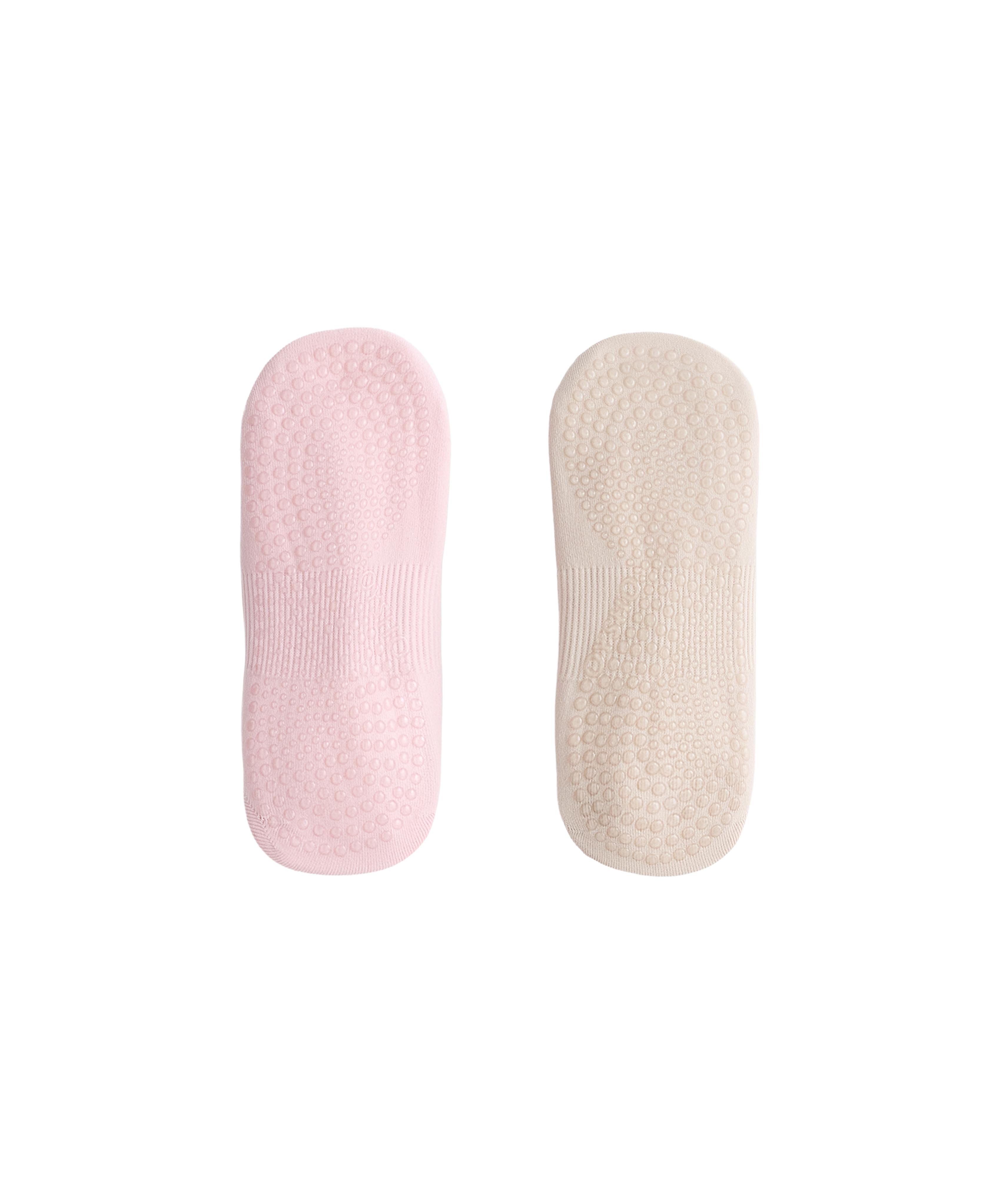 2 pairs of polyamide blend invisible yoga and Pilates socks with double straps — PALE PINK