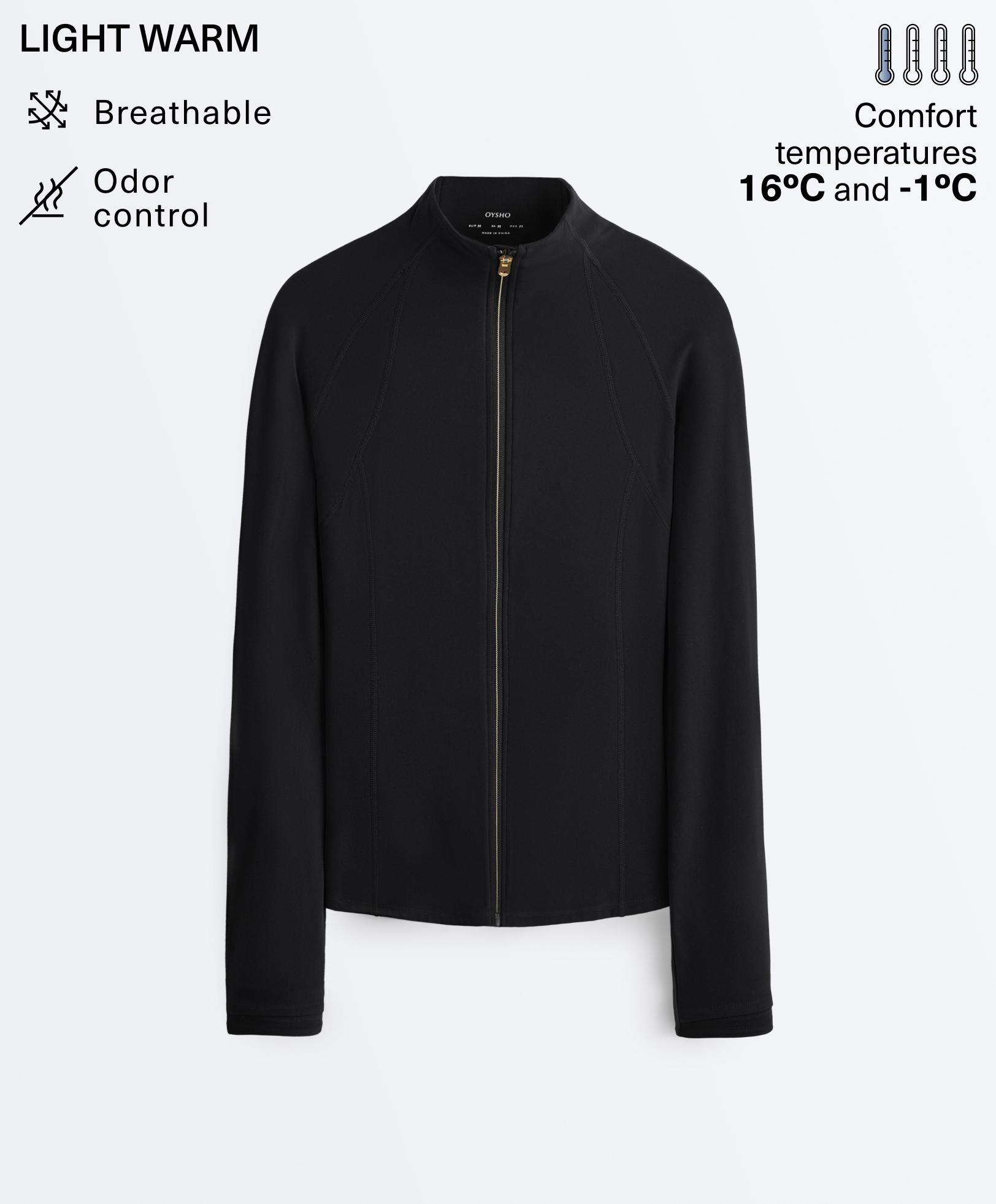 Light warm technical jacket with seams — BLACK