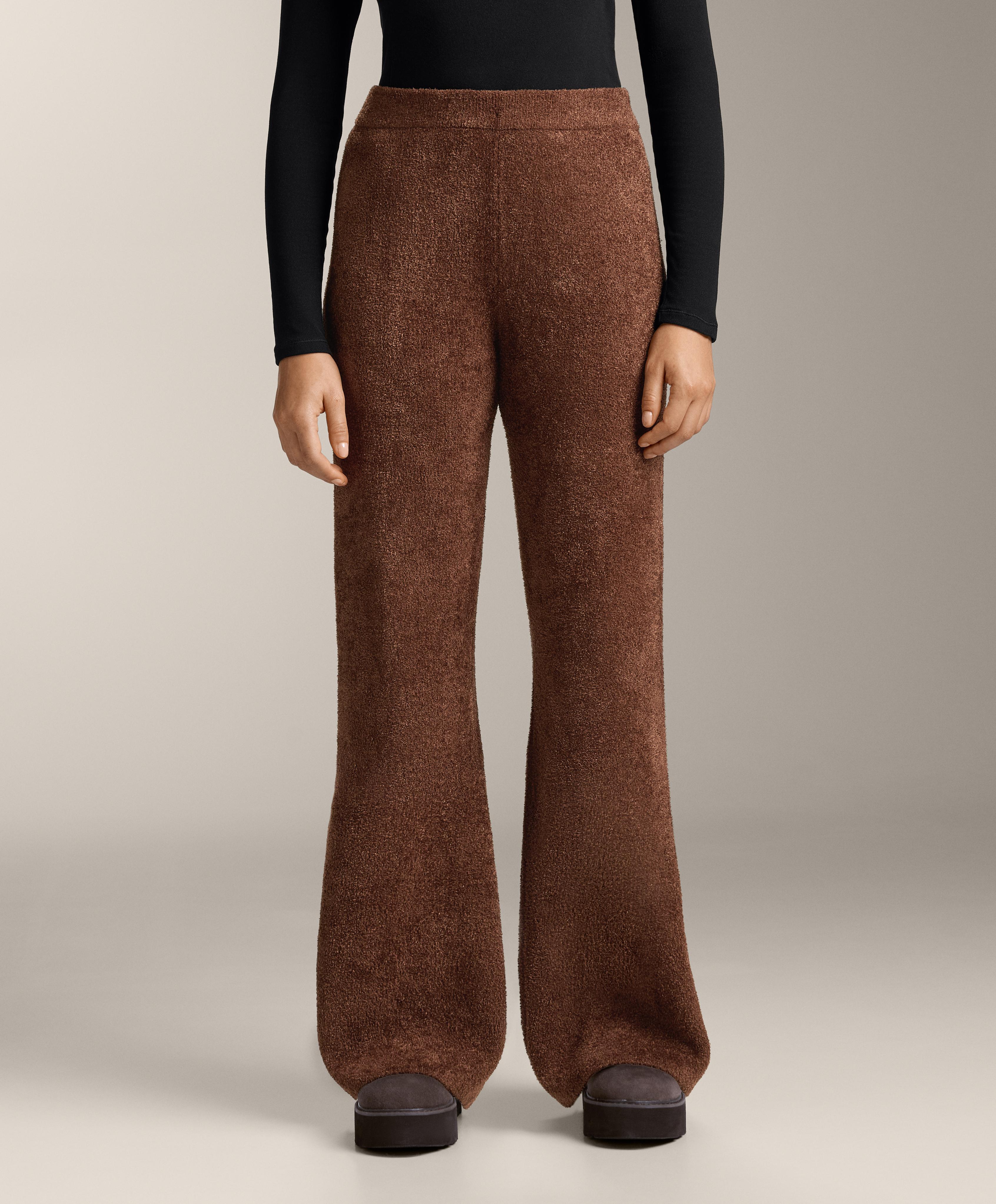 Thick chenille flare trousers