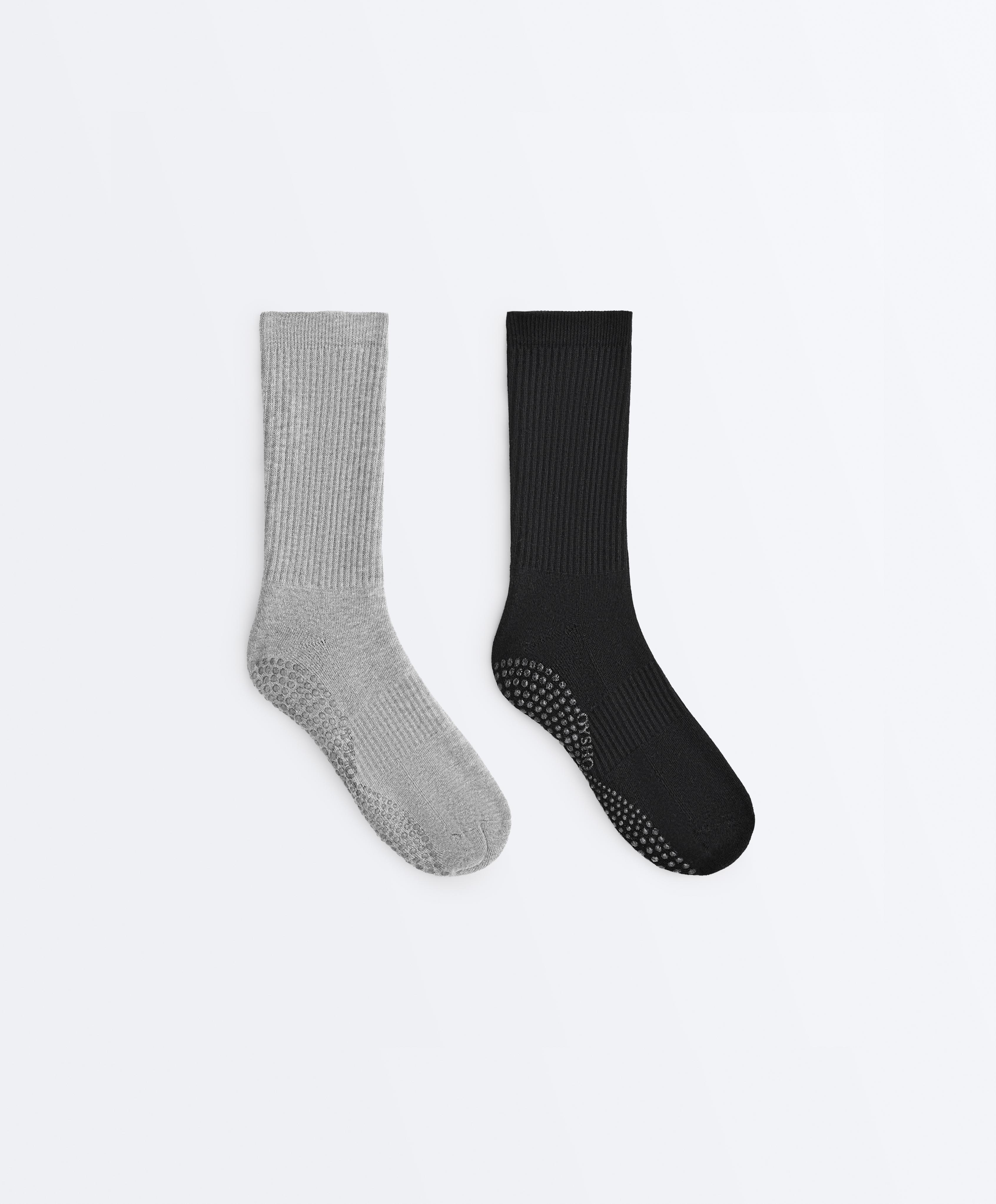 2 pairs of classic cotton blend yoga and Pilates socks — BLACK