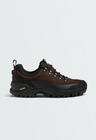 Freetime split-leather trainers — BROWN 1