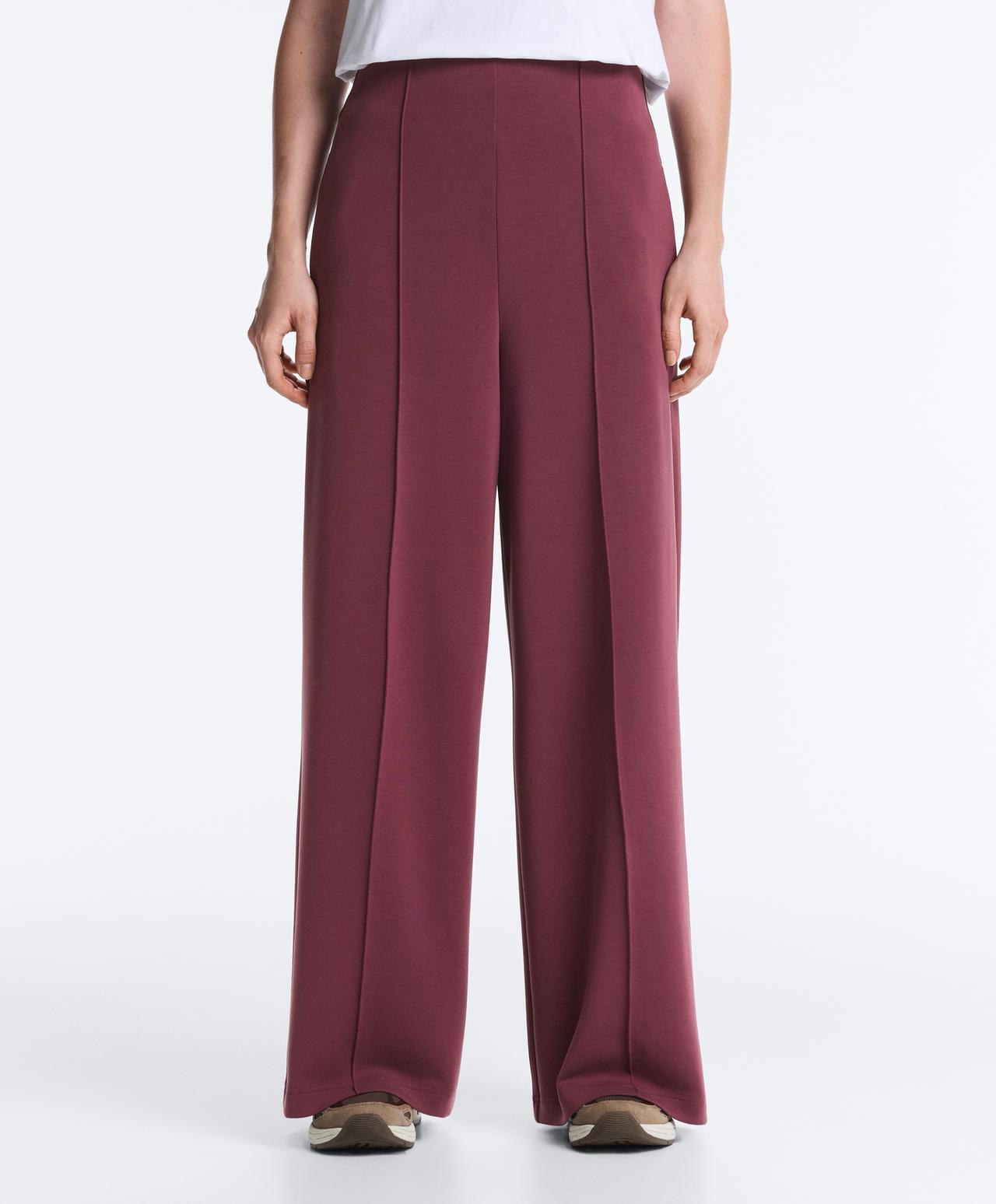 Straight-leg trousers with modal and crease — CHERRY