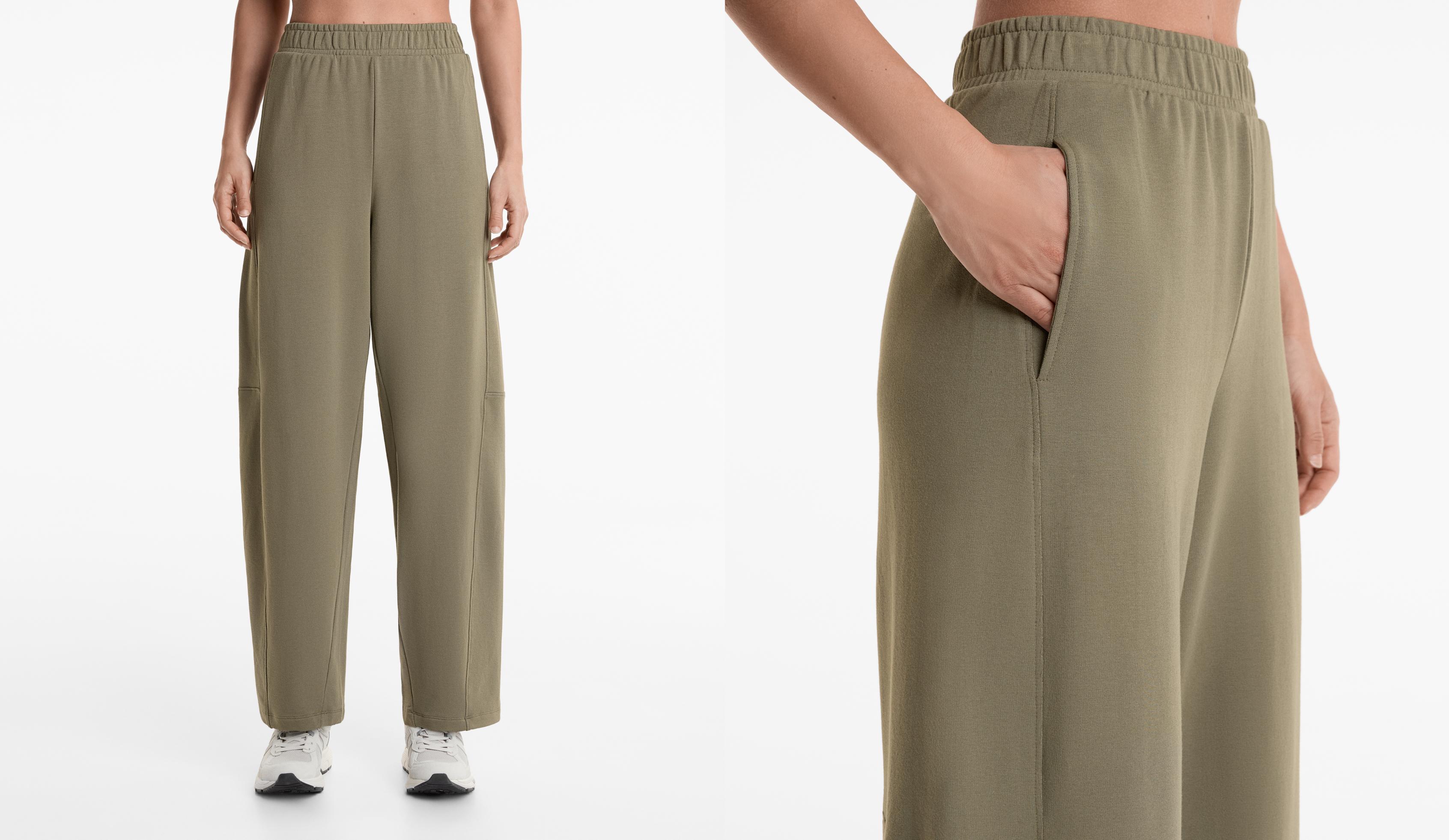 Wide straight-leg trousers with cotton and modal
