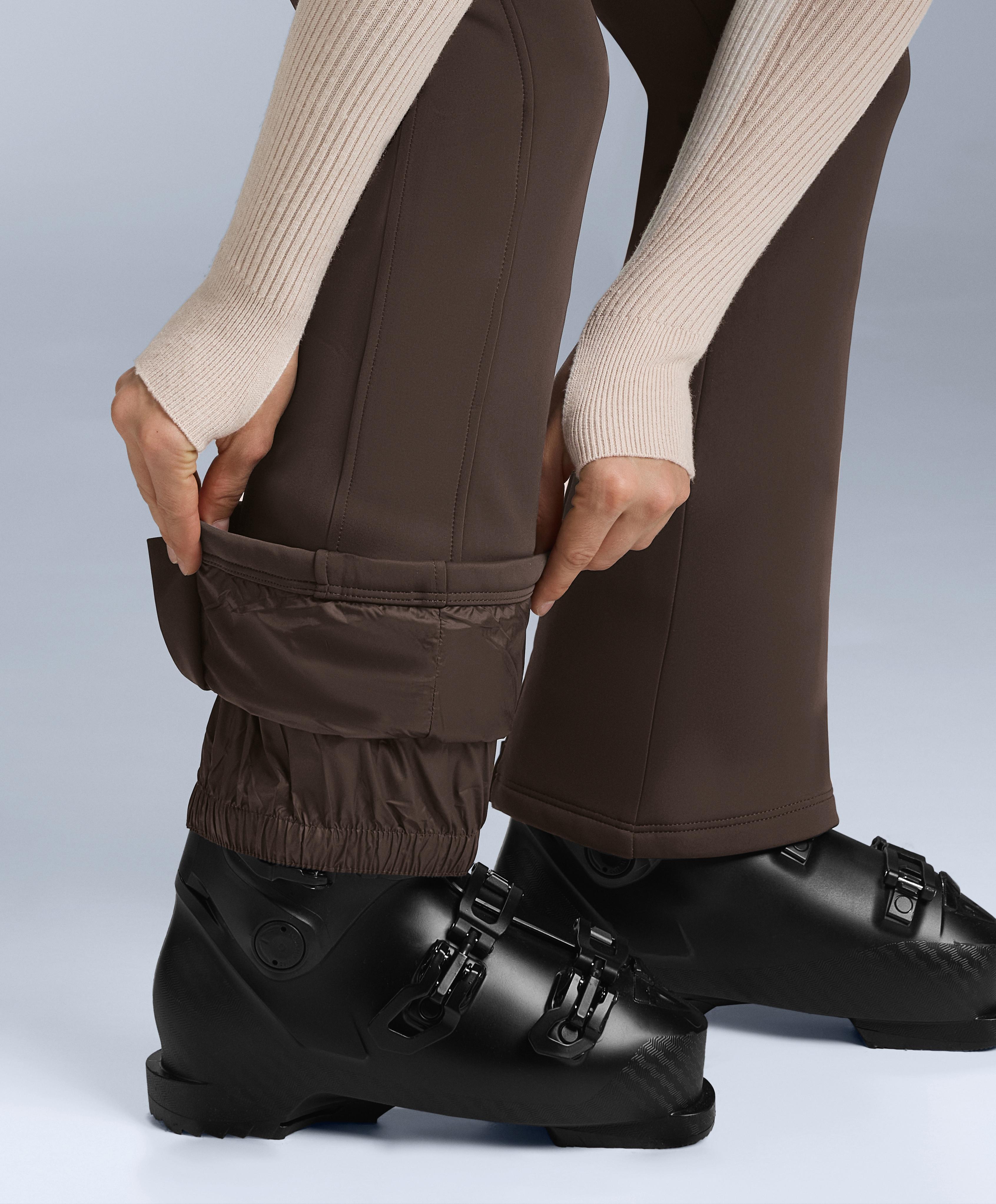 Water-resistant flare stretch SKI trousers — DARK BROWN