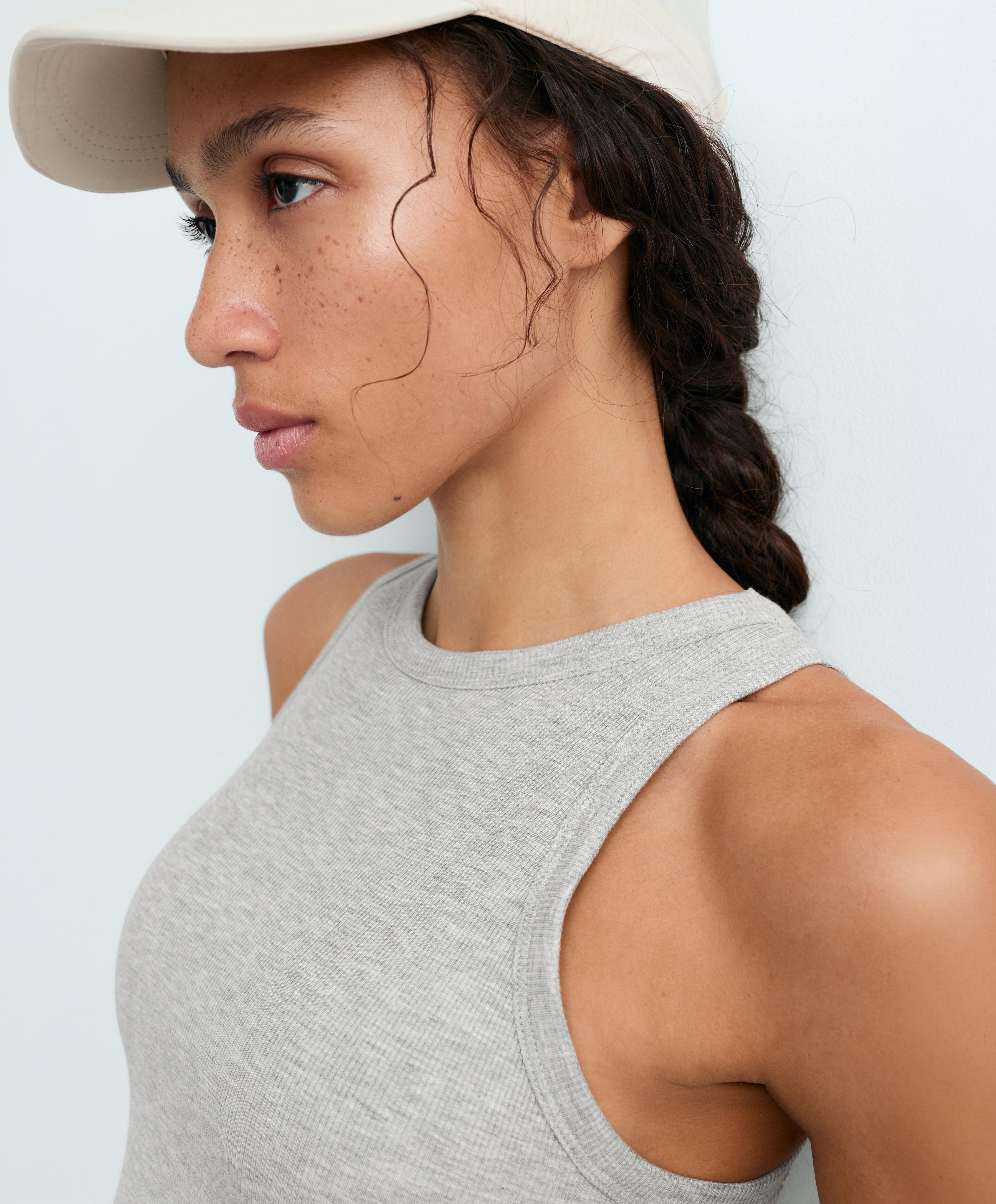 Rib modal blend long tank top — GREY MELANGE