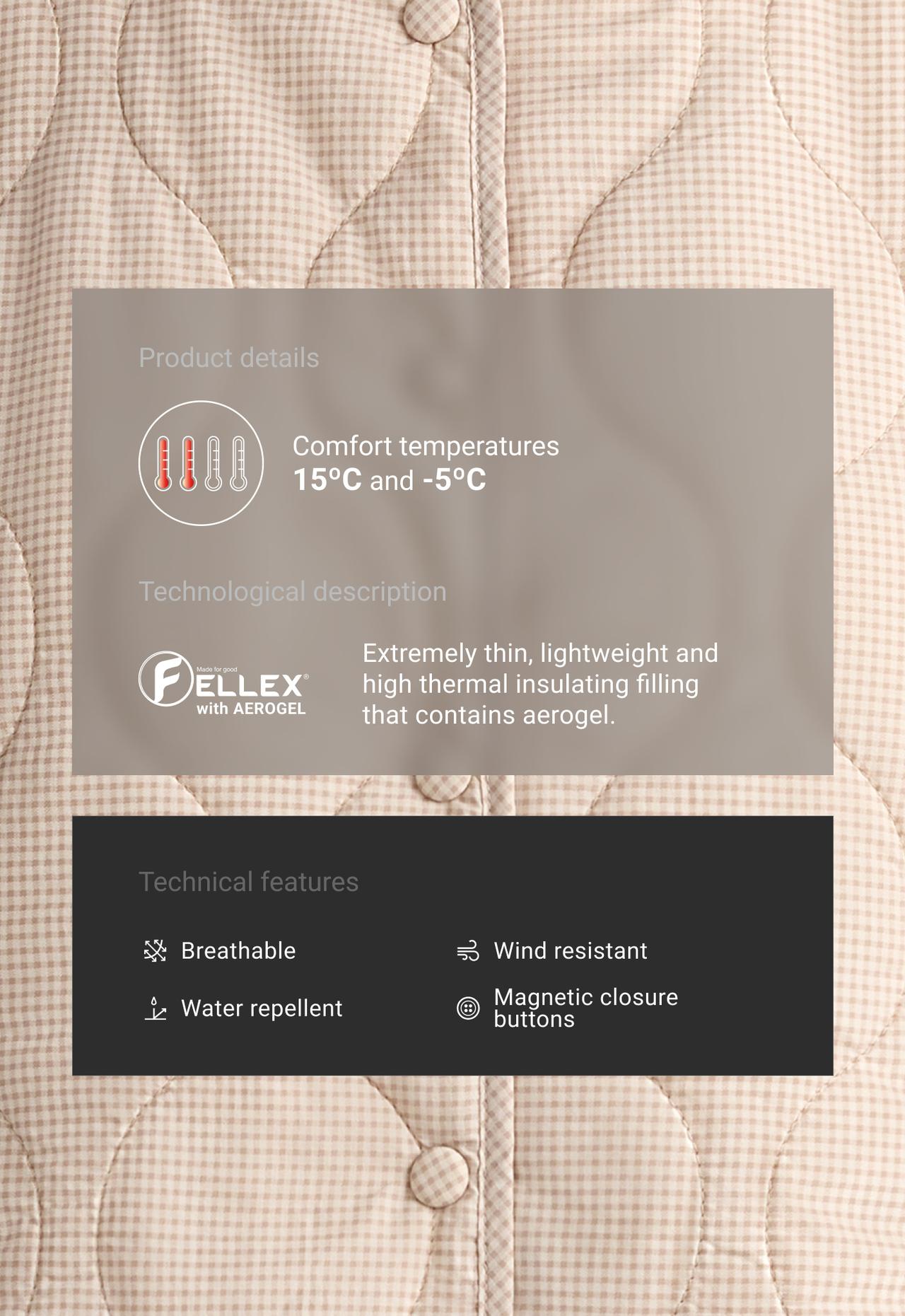 FELLEX® AEROGEL padded gingham gilet — BEIGE