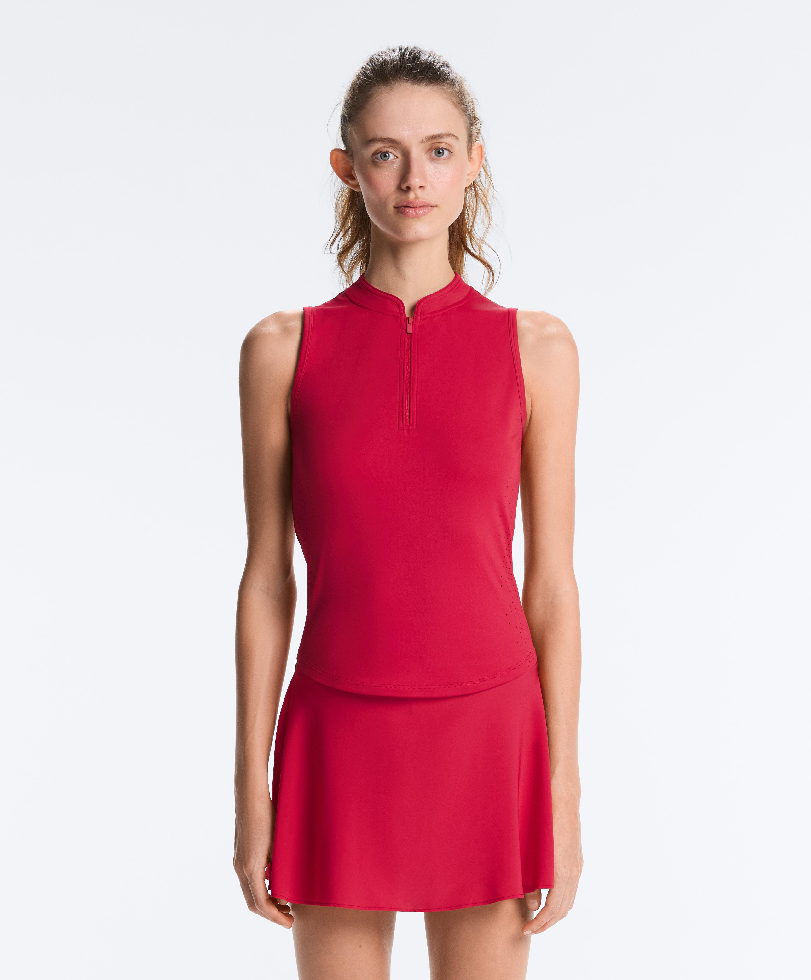 Technical sleeveless T-shirt with half zip Technical sleeveless T-shirt with half zip