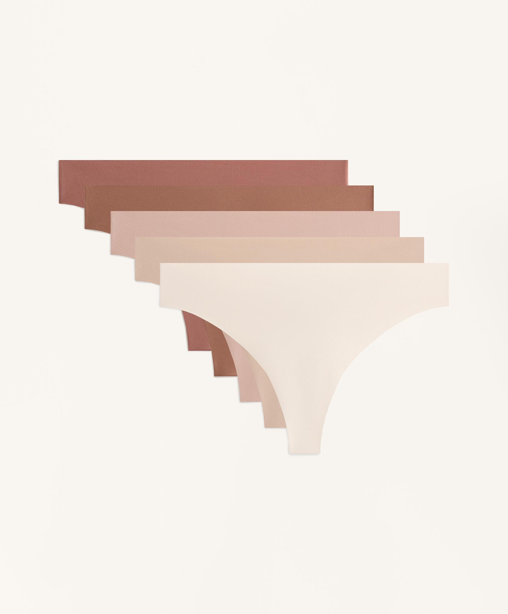 5 polyamide blend invisible thongs — BEIGE