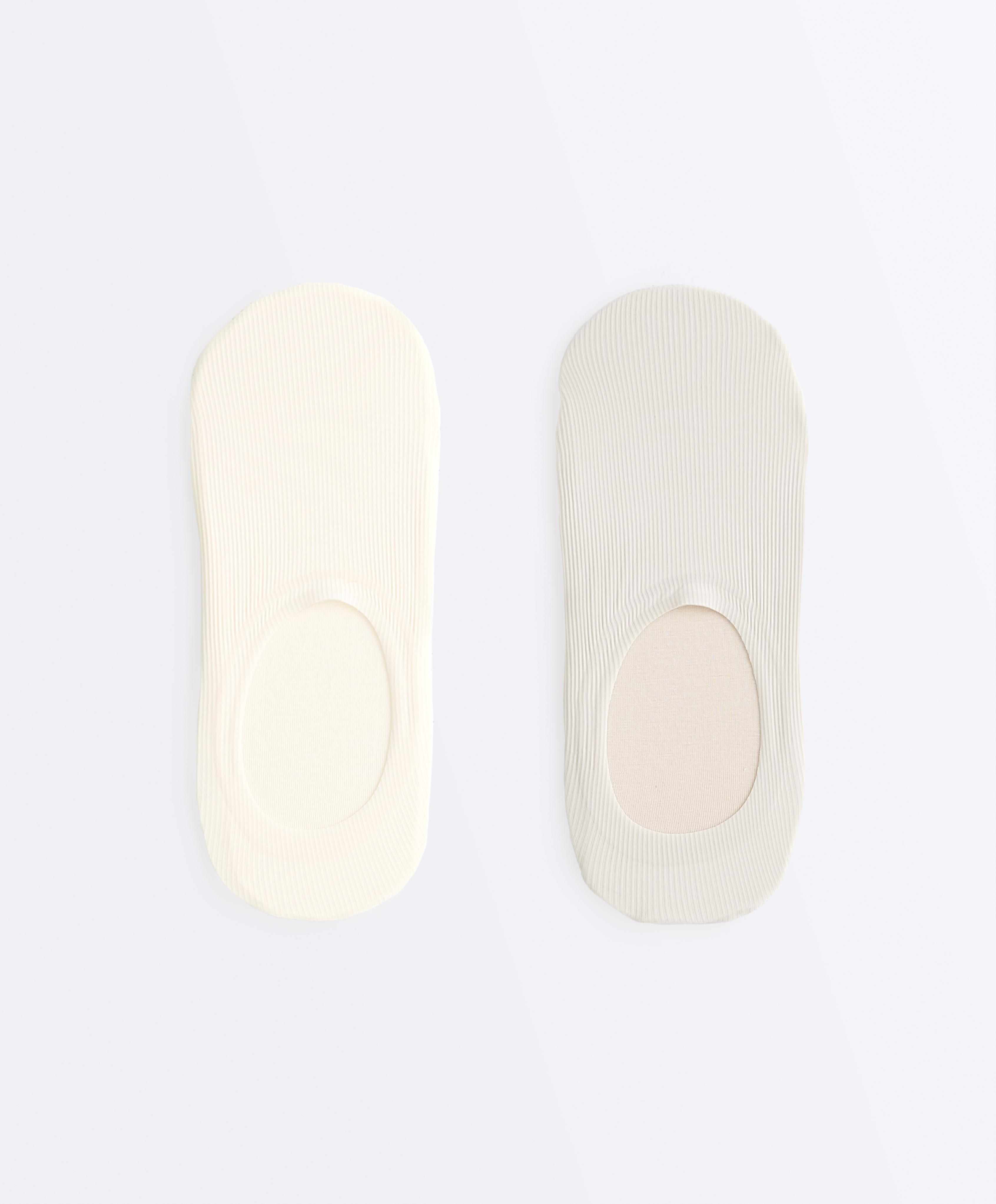 2 pairs of invisible ribbed microfibre high-cut socks
