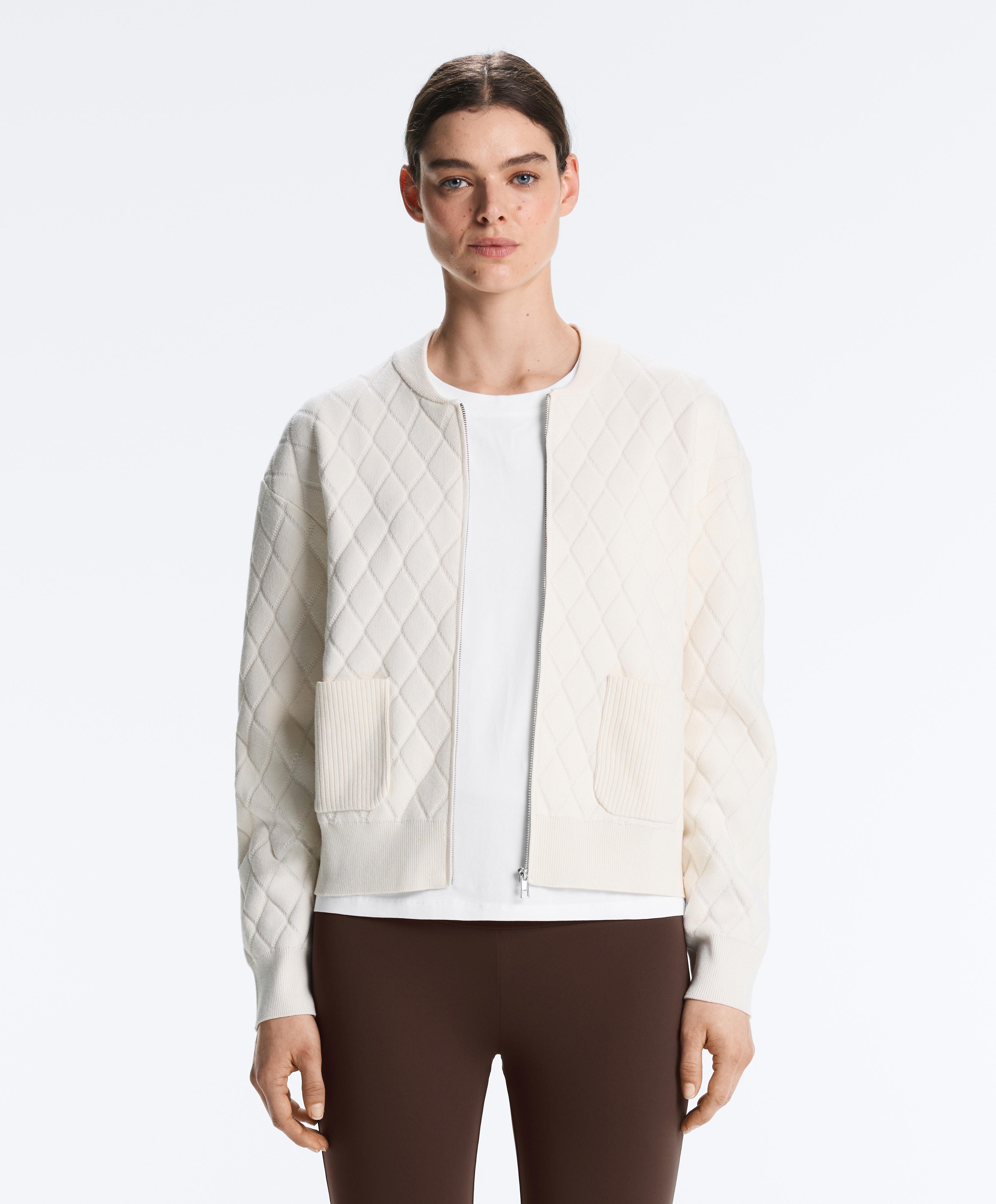 Argyle knit jacket — PALE ECRU
