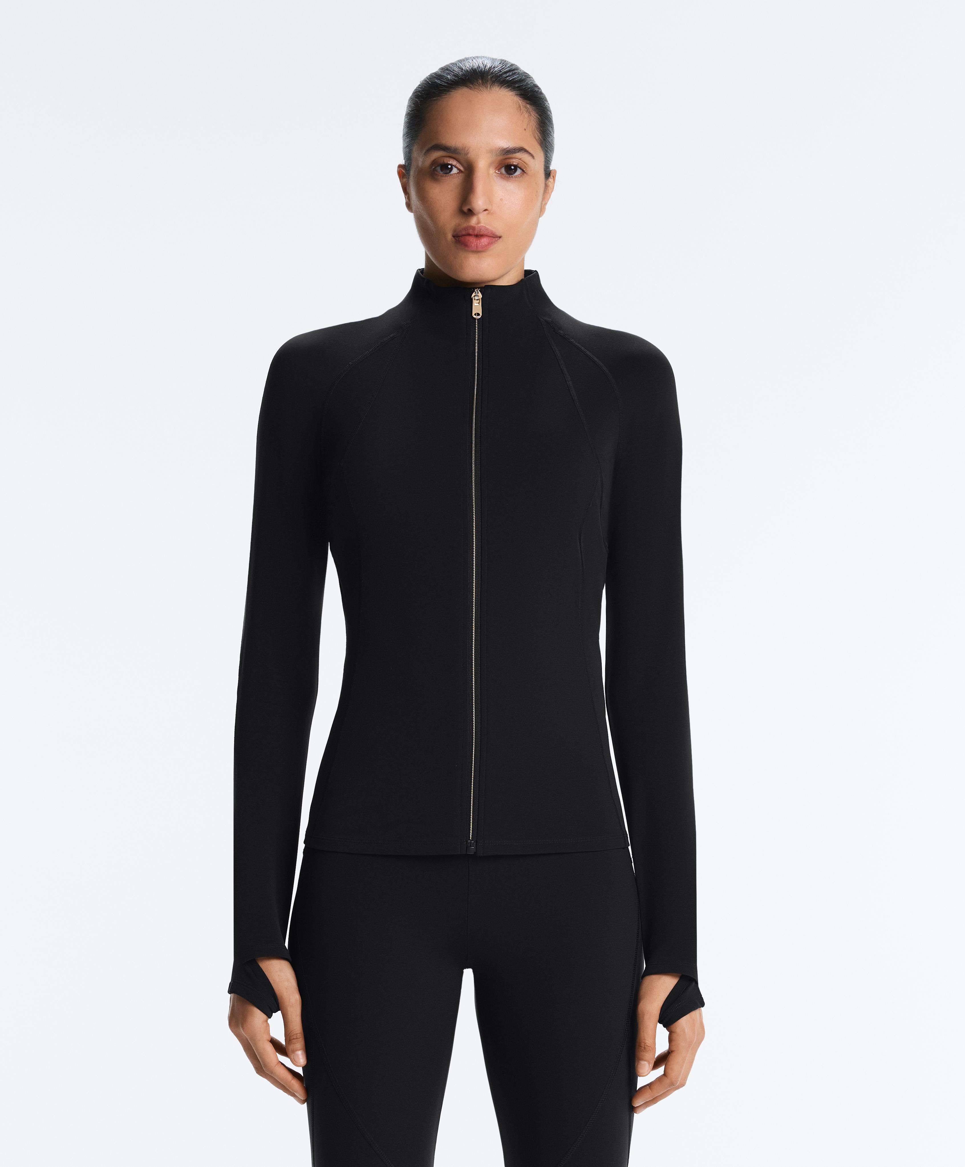 Light warm technical jacket with seams — BLACK