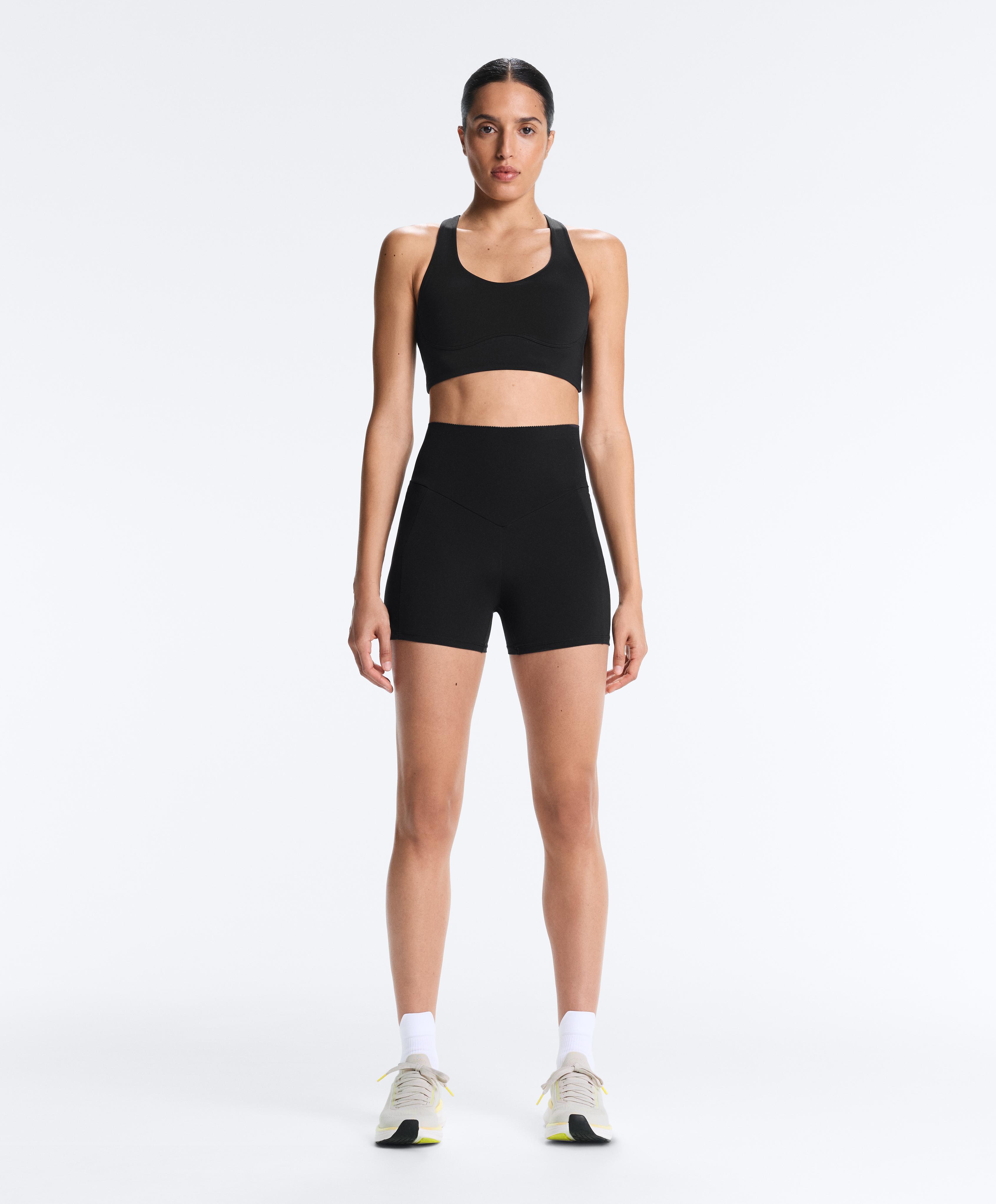 Compressive high-rise pocket 10cm hot pants — BLACK