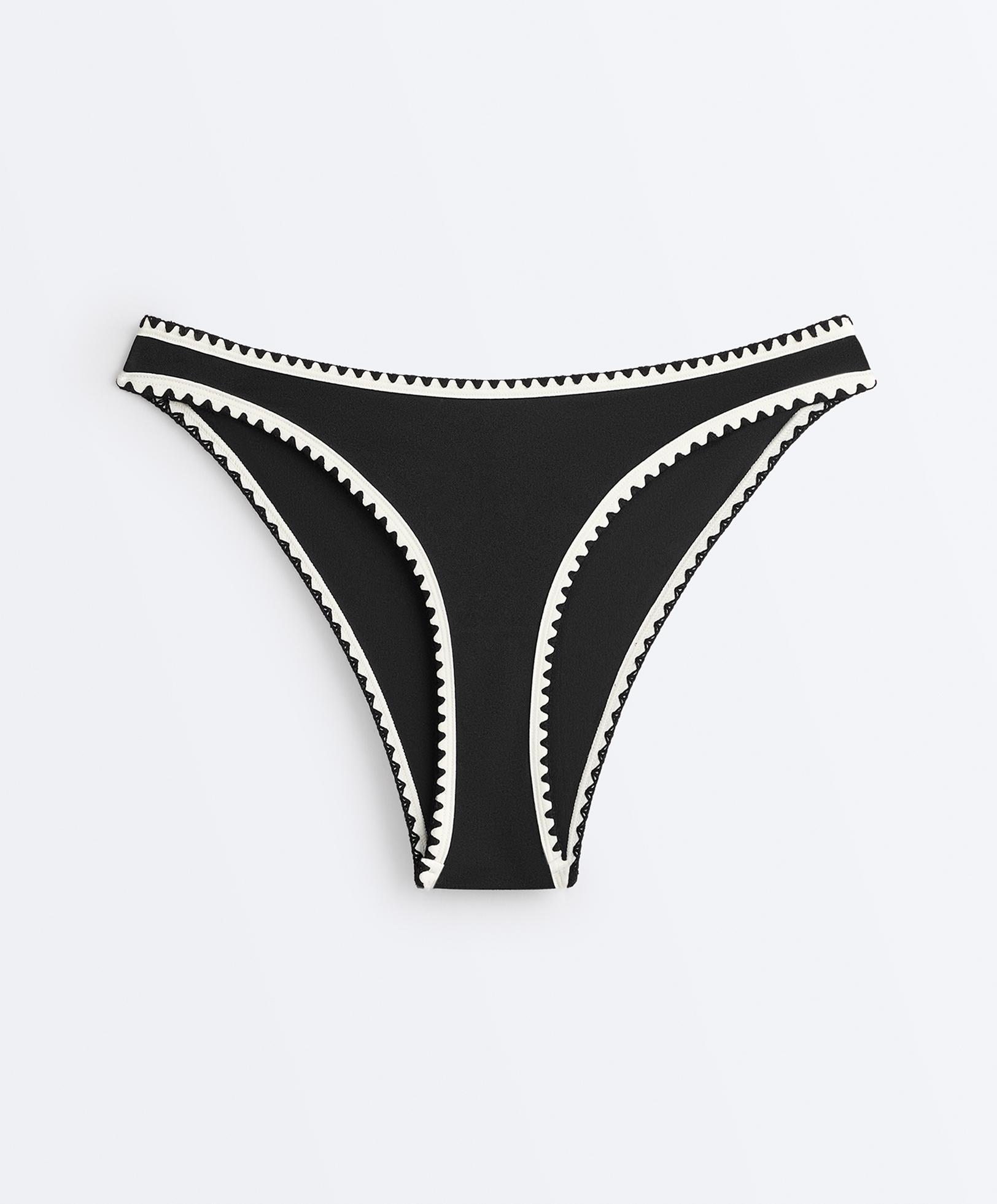 Contrast stitch U-cut medium-coverage bikini briefs — BLACK