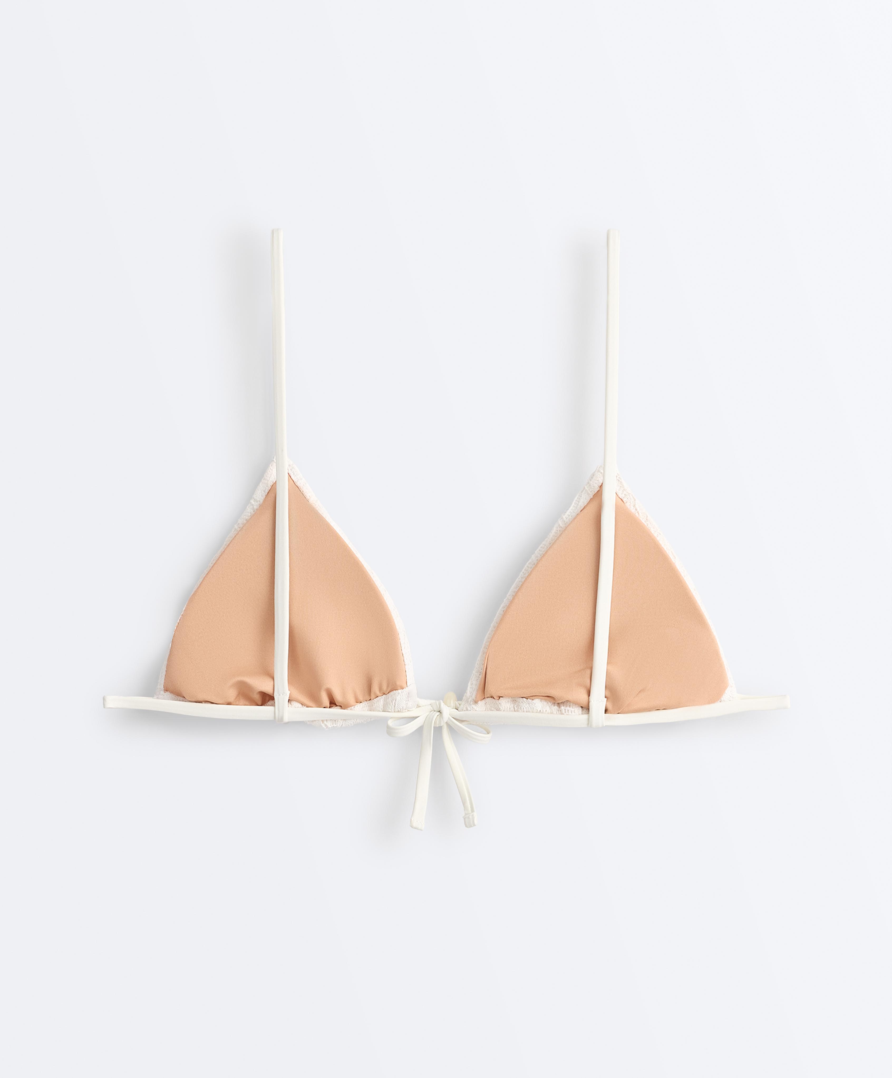 Braided crochet triangle bikini top — PALE ECRU