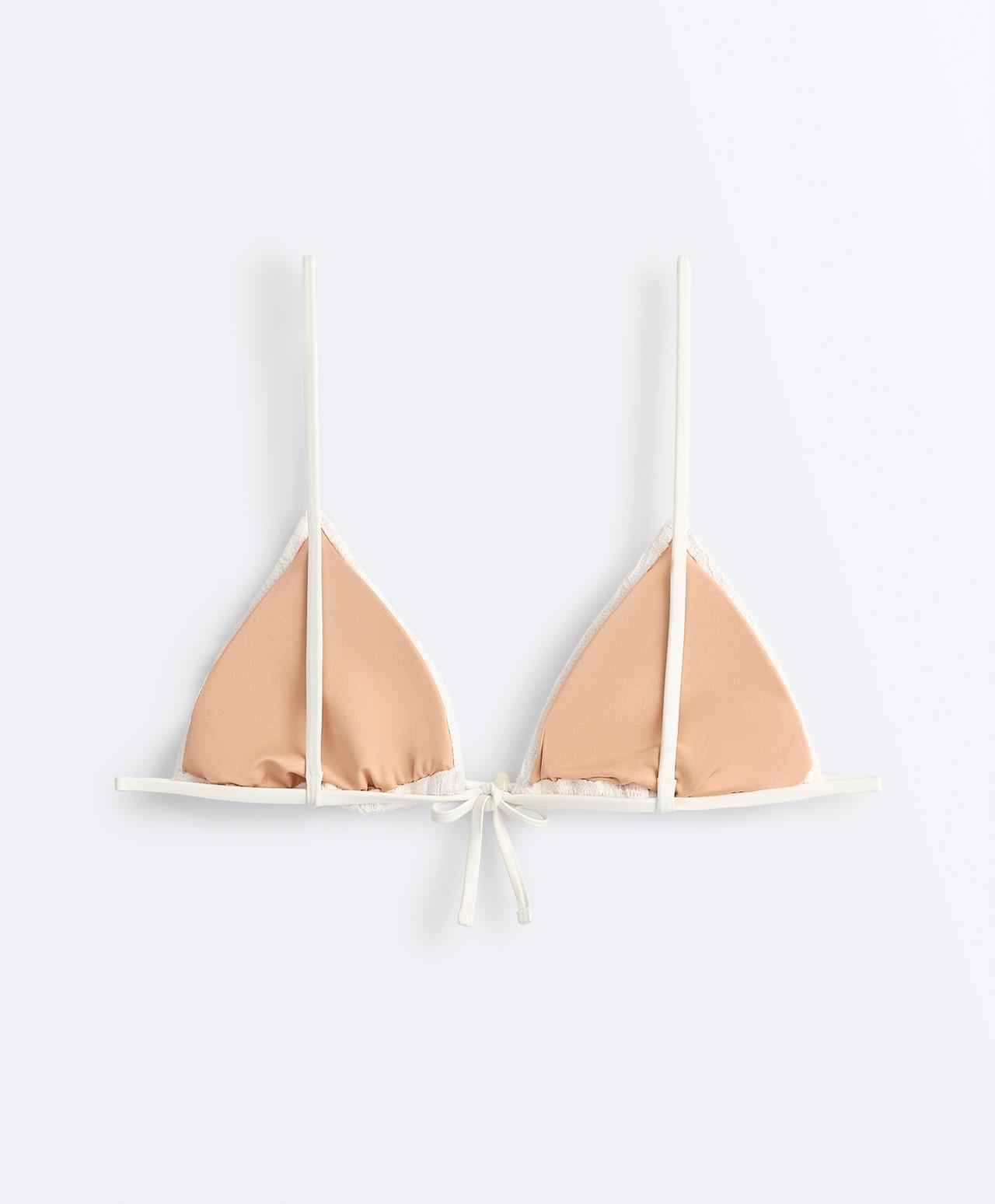 Braided crochet triangle bikini top — PALE ECRU