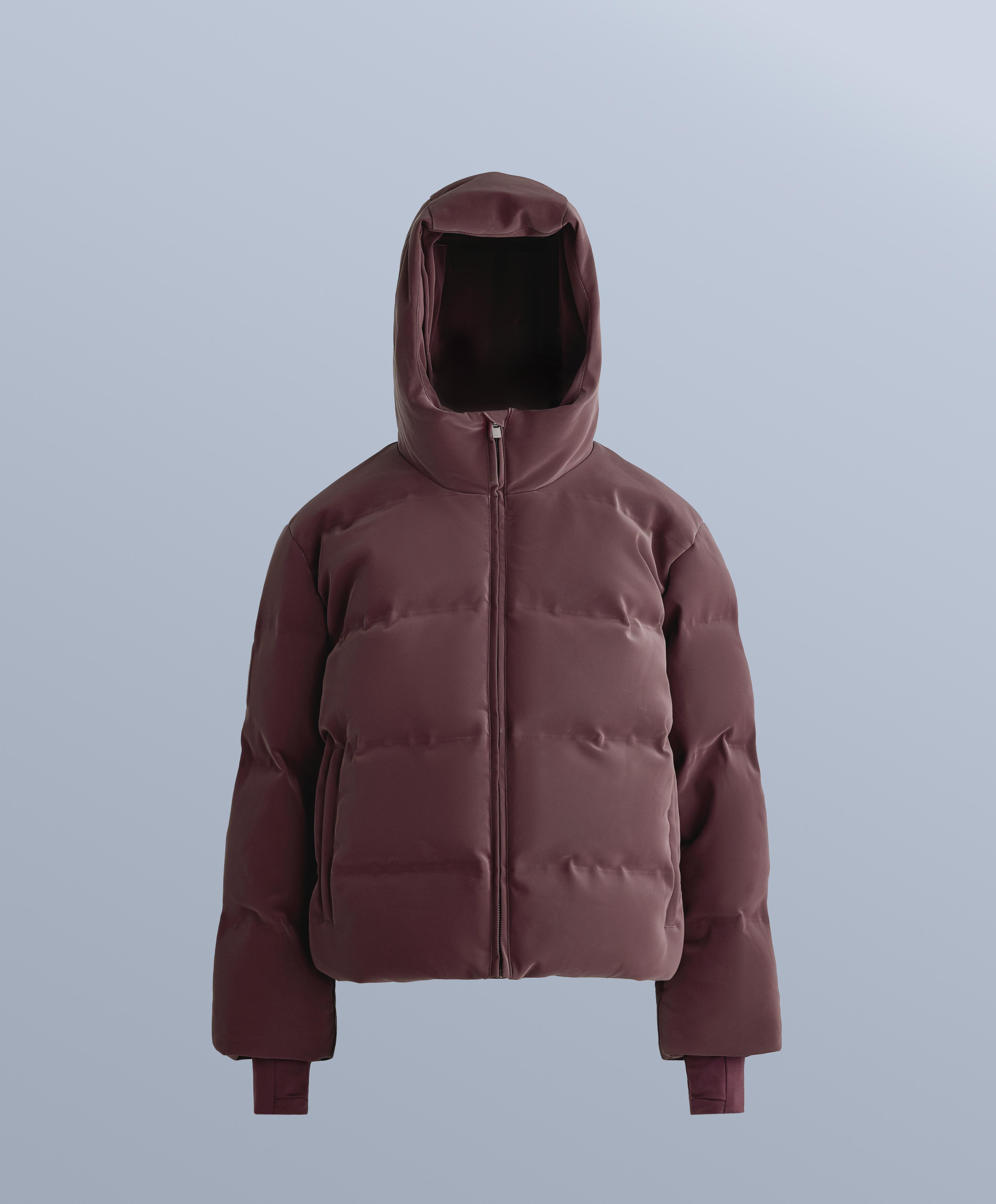 Satin padded jacket 80% down and 20% feather MINARDI PIUME SKI water-resistant — DARK WINE RED