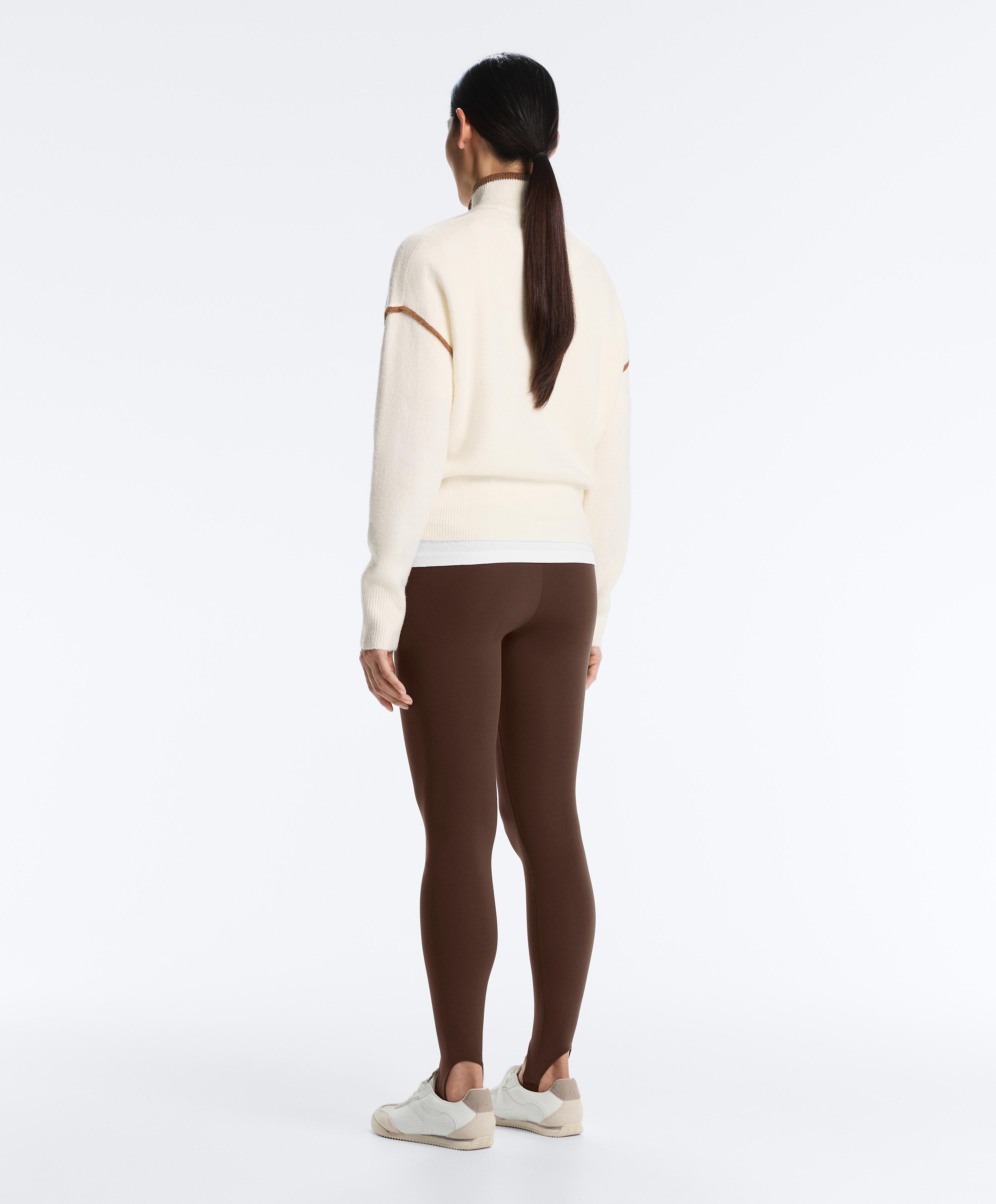 Raised neck jumper with contrast details — PALE ECRU
