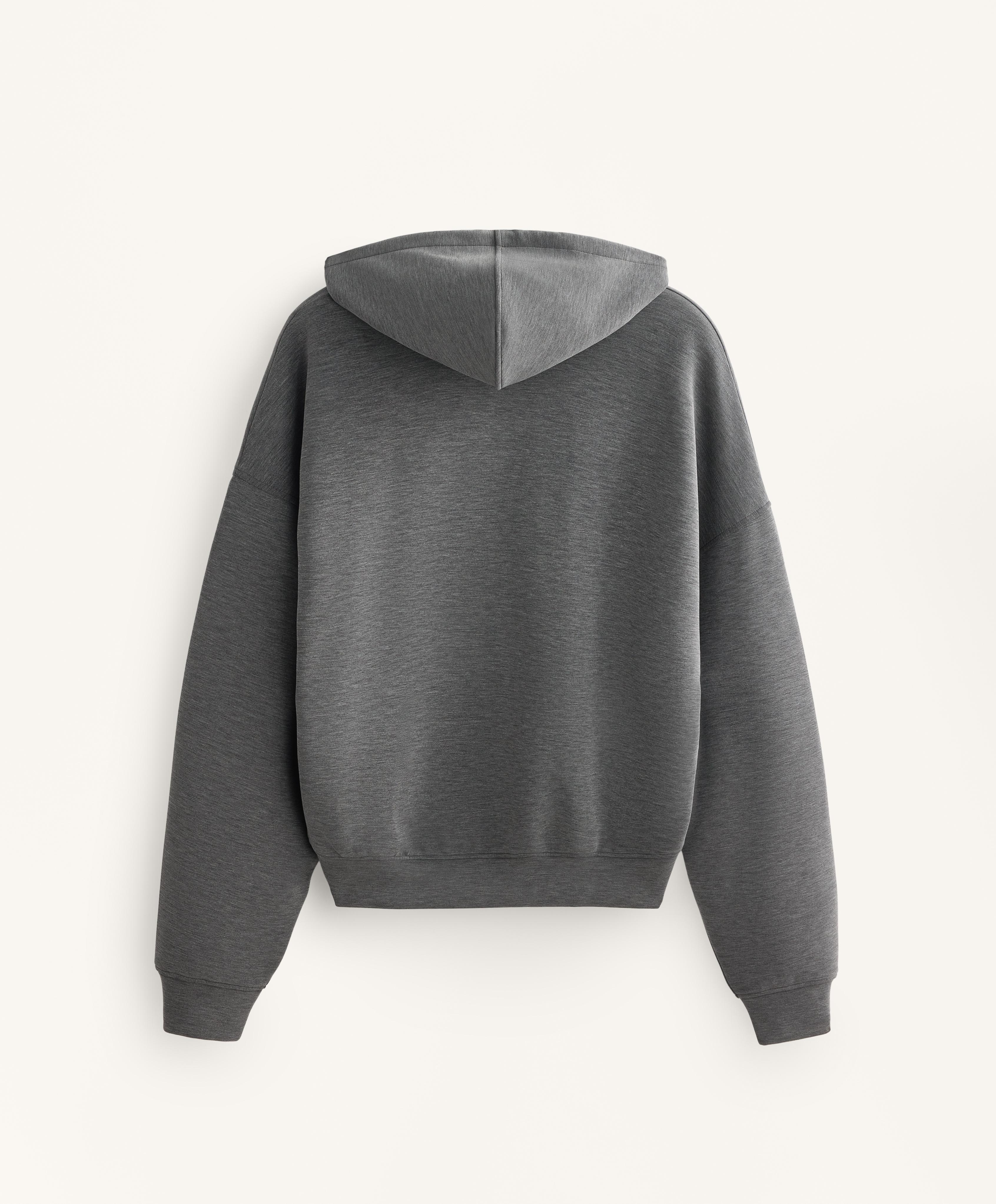 Boxy hooded sweatshirt with brushed modal marl — ASPHALT GREY