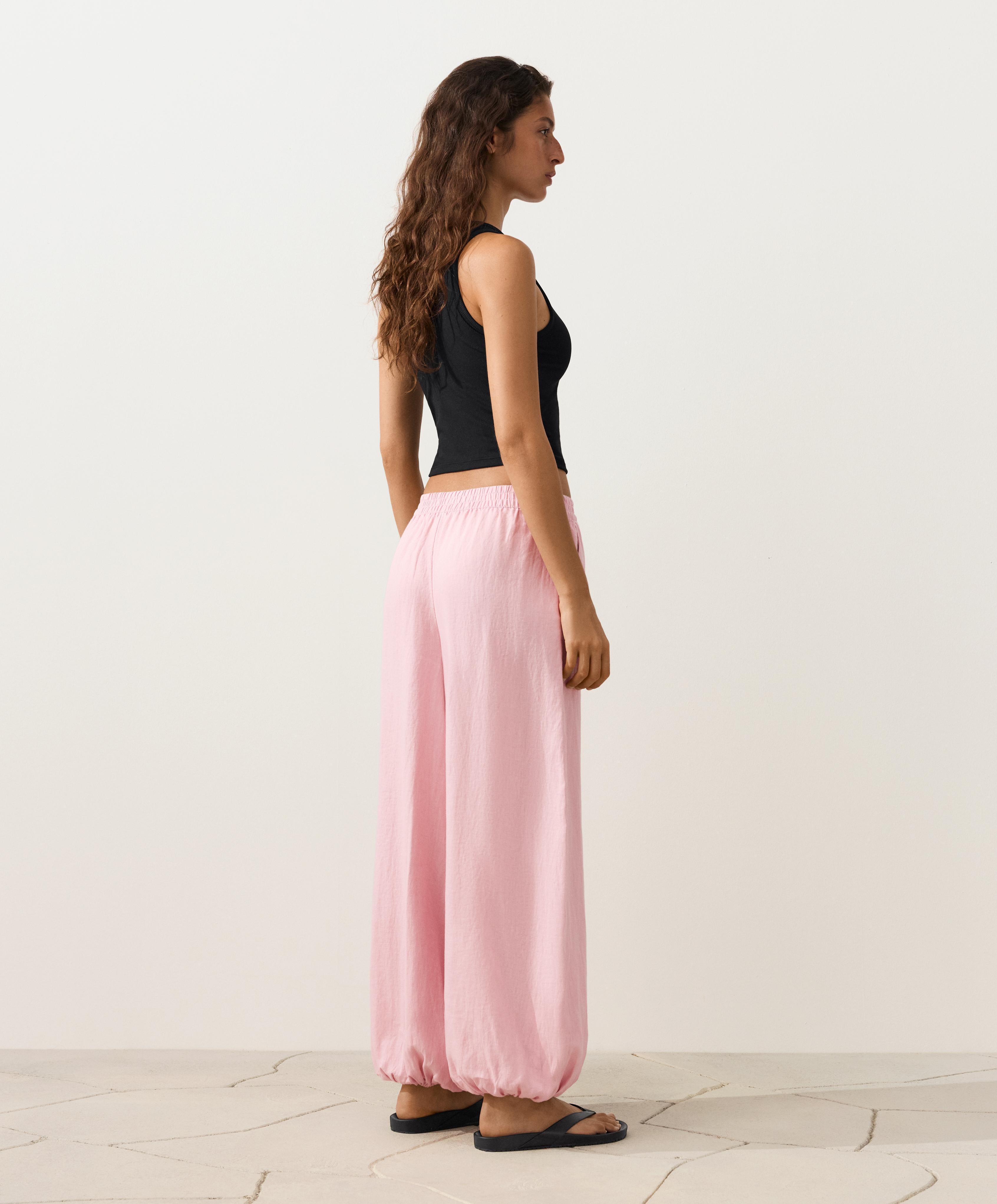 100% linen bloomer trousers — PALE PINK