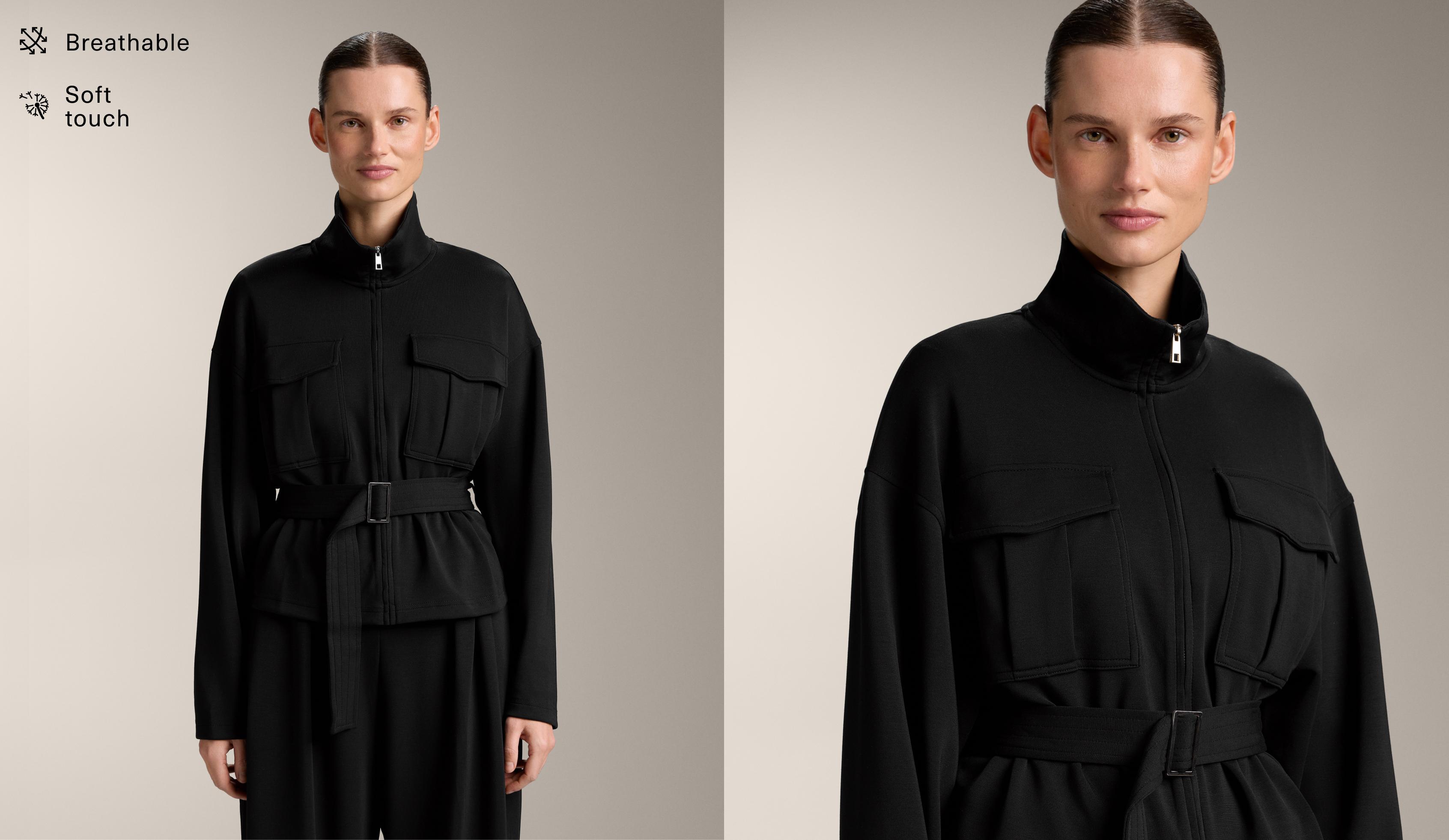 Yumuşak dokunuşlu modal kemerli ceket