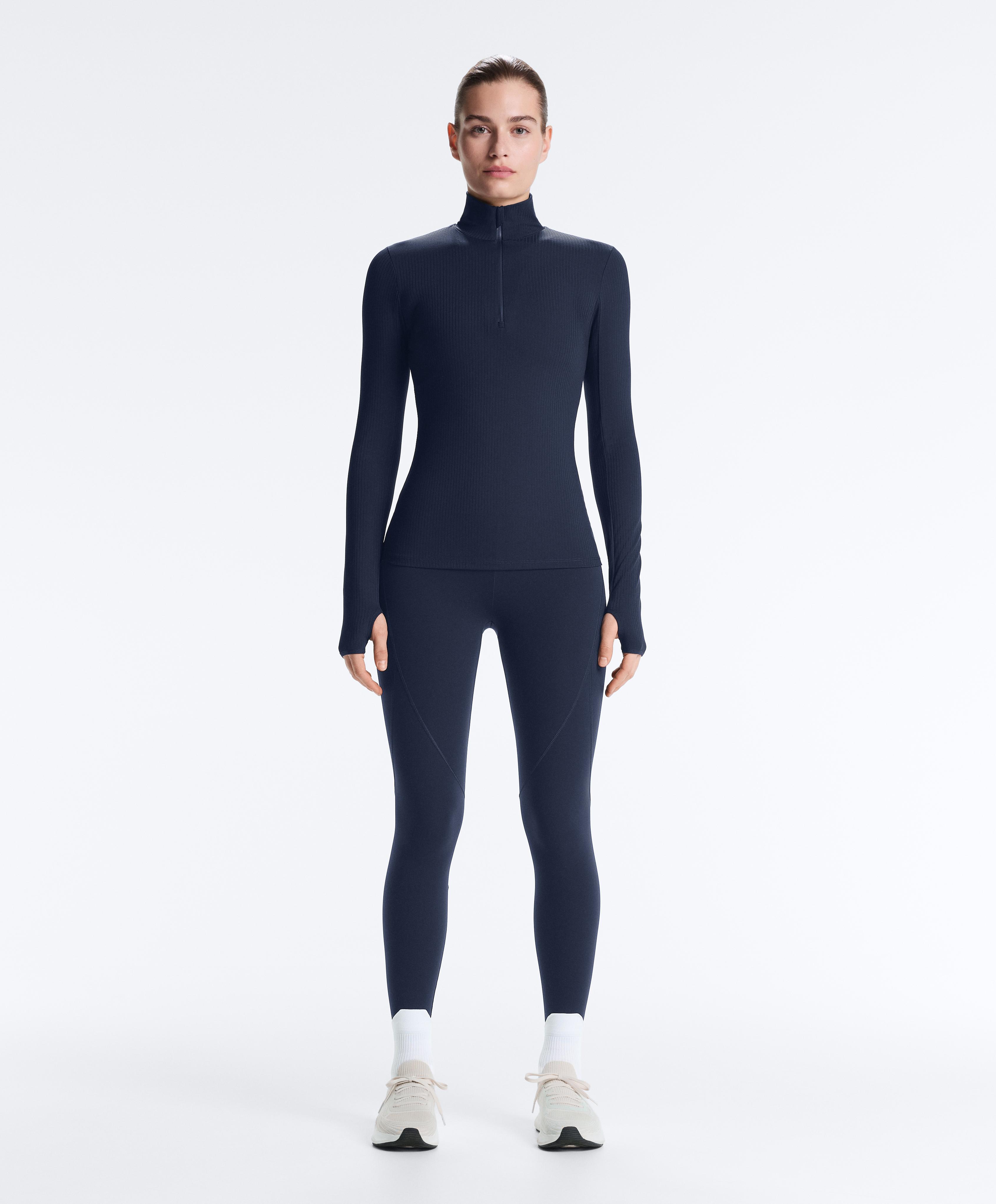 Thermal base layer rib T-shirt — NAVY BLUE